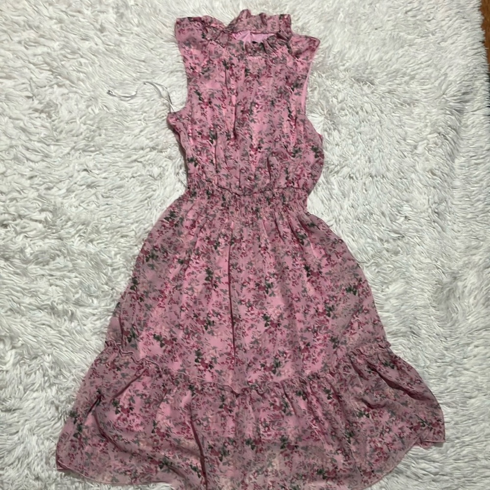 Floral Pink Sleeveless Dress